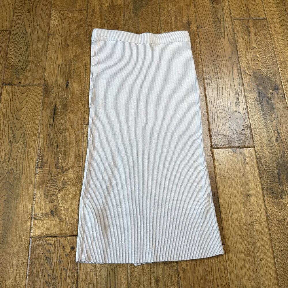 Abercrombie & Fitch Women’s Ribbed Sweater Midi Skirt Slit Cream Beige XS - Picture 5 of 6